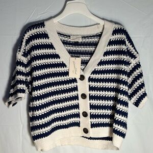 Universal Thread Navy and Cream Striped Cardigan